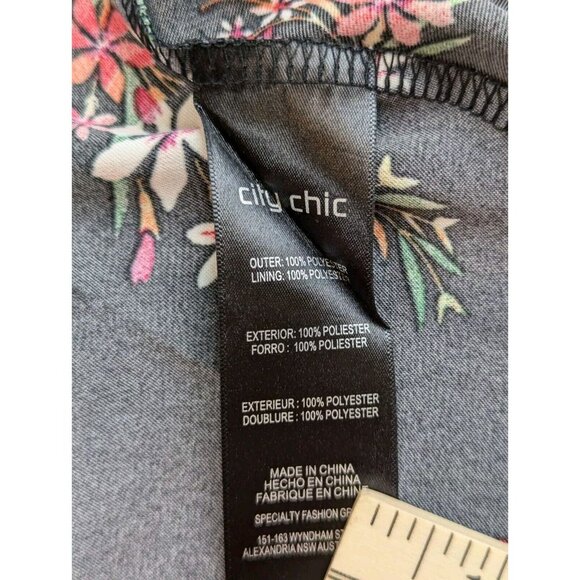 CITY CHIC Dress Size 18 Black Floral Sundress Knee Length Boho Summer Wedding C6 - Picture 11 of 16